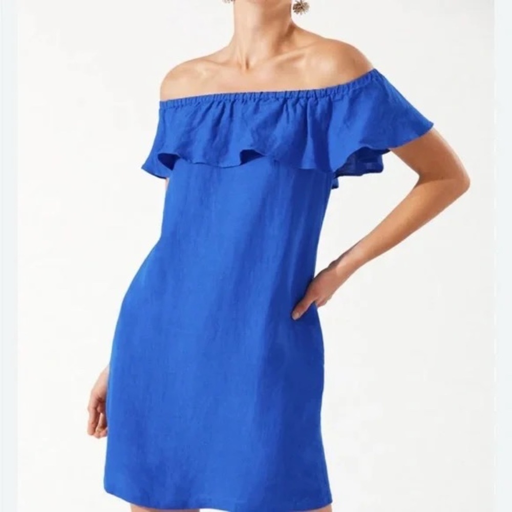 Tommy Bahama St. Lucia Ruffle Linen Blend Dress, Size Small/Petite
